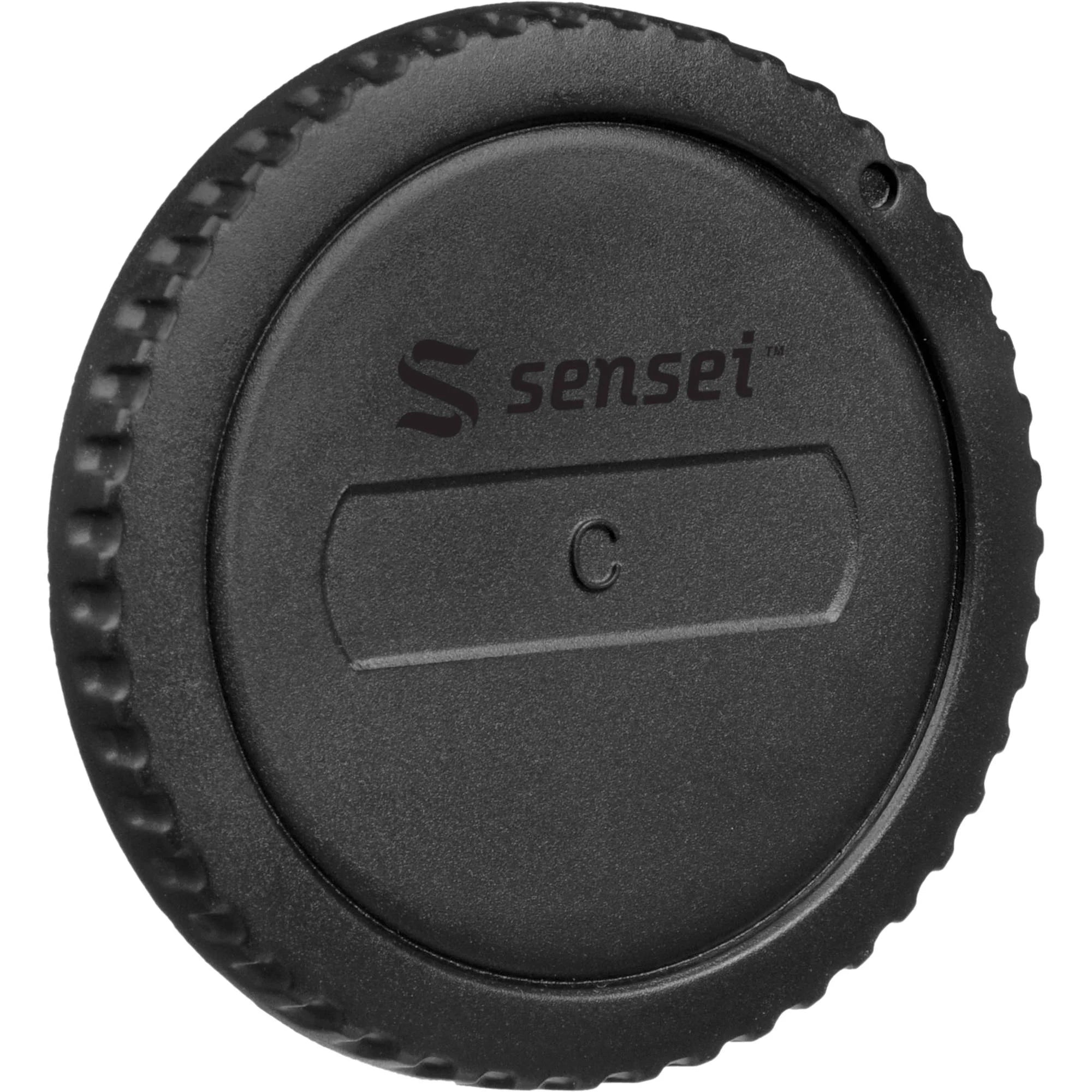 Sensei Body Cap with durable black plastic that securely fits on lens mount to protect camera sensor and internal components from dust, moisture, and damage, with finger-grip edges for easy attachment and removal.