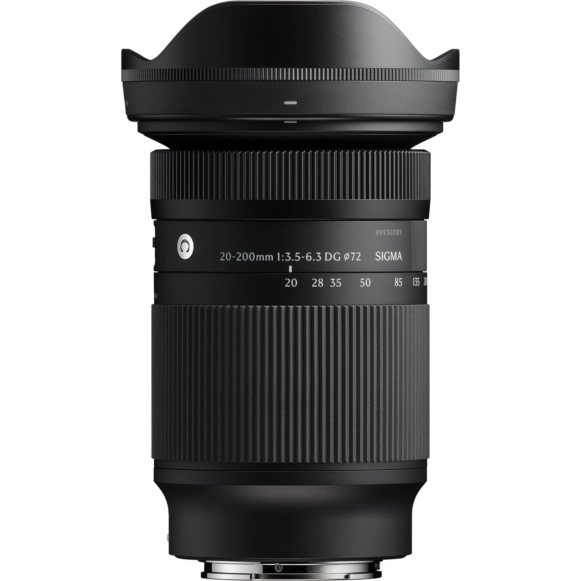 High-power versatile Sigma 20–200mm f/3.5–6.3 lens with compact design and fast autofocus.
