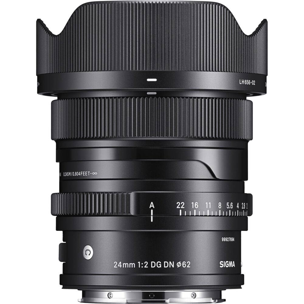 Sigma AF 24mm f/2 DG DN wide-angle prime lens for Leica L full-frame mirrorless cameras.