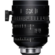 Sigma Aizu Prime T1.3 LF cinema lens for Sony E with fast aperture, large-format coverage, compact design, and advanced metadata support.