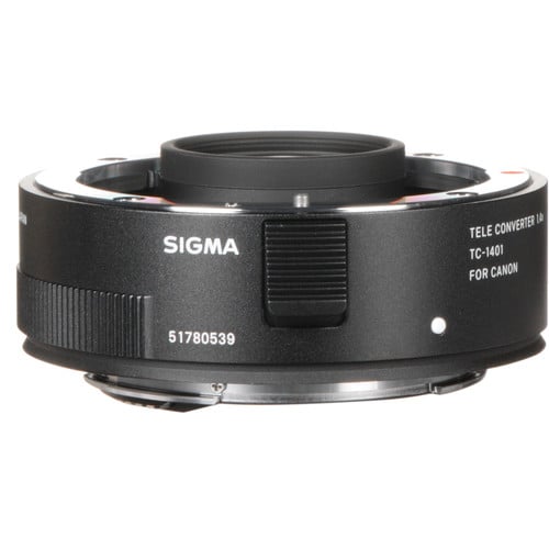 Sigma TC-1401 1.4x Teleconverter for Canon EF – extends focal length of compatible Canon EF lenses by 1.4x while retaining autofocus and image quality.