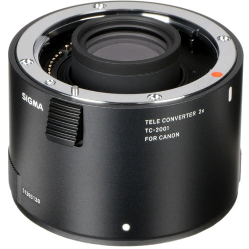 Sigma TC-2001 2x Teleconverter for Canon EF – doubles the focal length of compatible Canon EF lenses with high-quality optics and reliable autofocus performance.