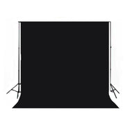 Black 3x6 meter muslin photography backdrop with sewn edges, non-reflective matte finish, suitable for studio and on-location photography.