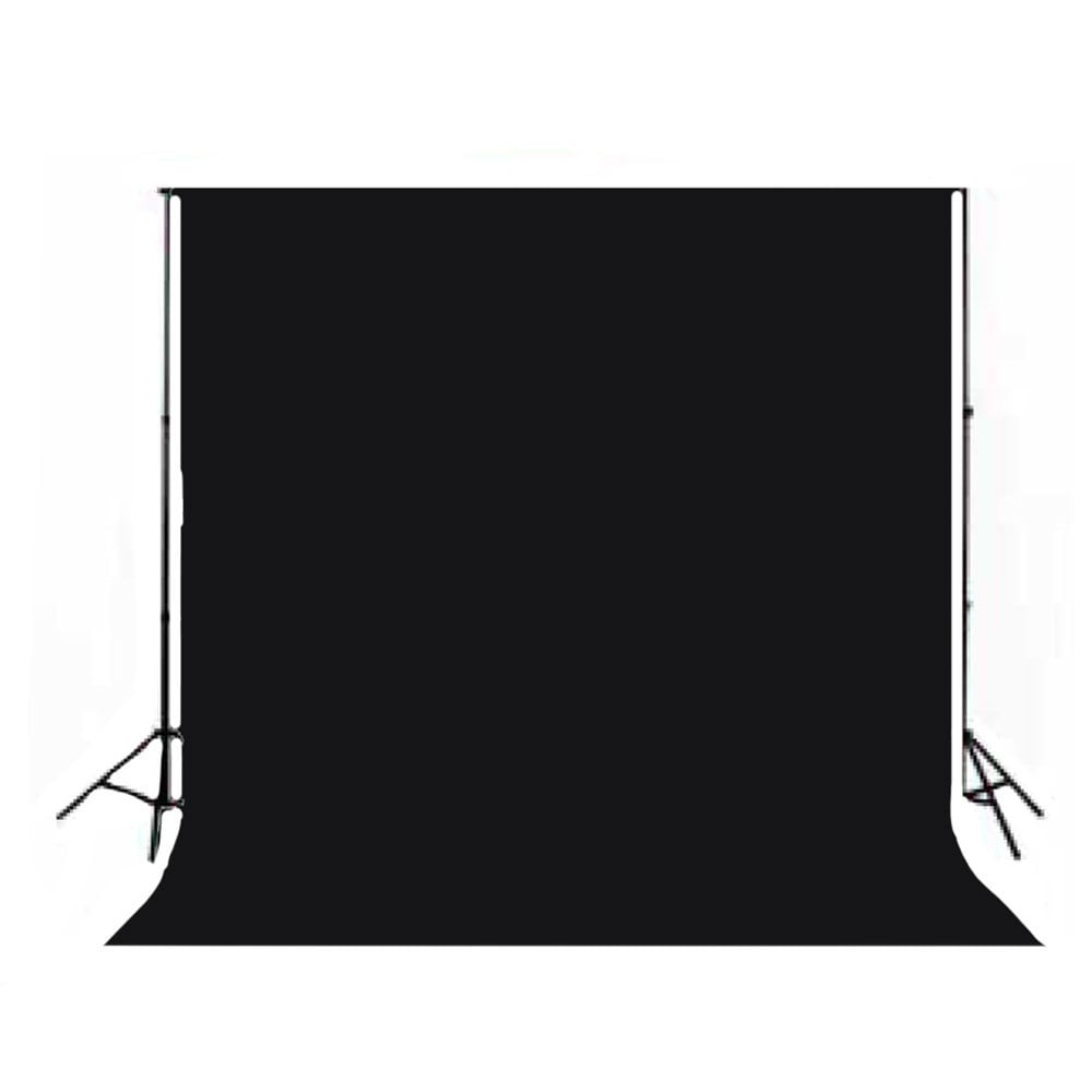 Black 3x6 meter muslin photography backdrop with sewn edges, non-reflective matte finish, suitable for studio and on-location photography.