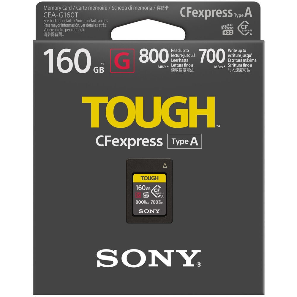 Sony CFexpress Type A TOUGH Memory Card – ultra-durable, high-speed storage designed for 4K/8K video and professional photography workflows.