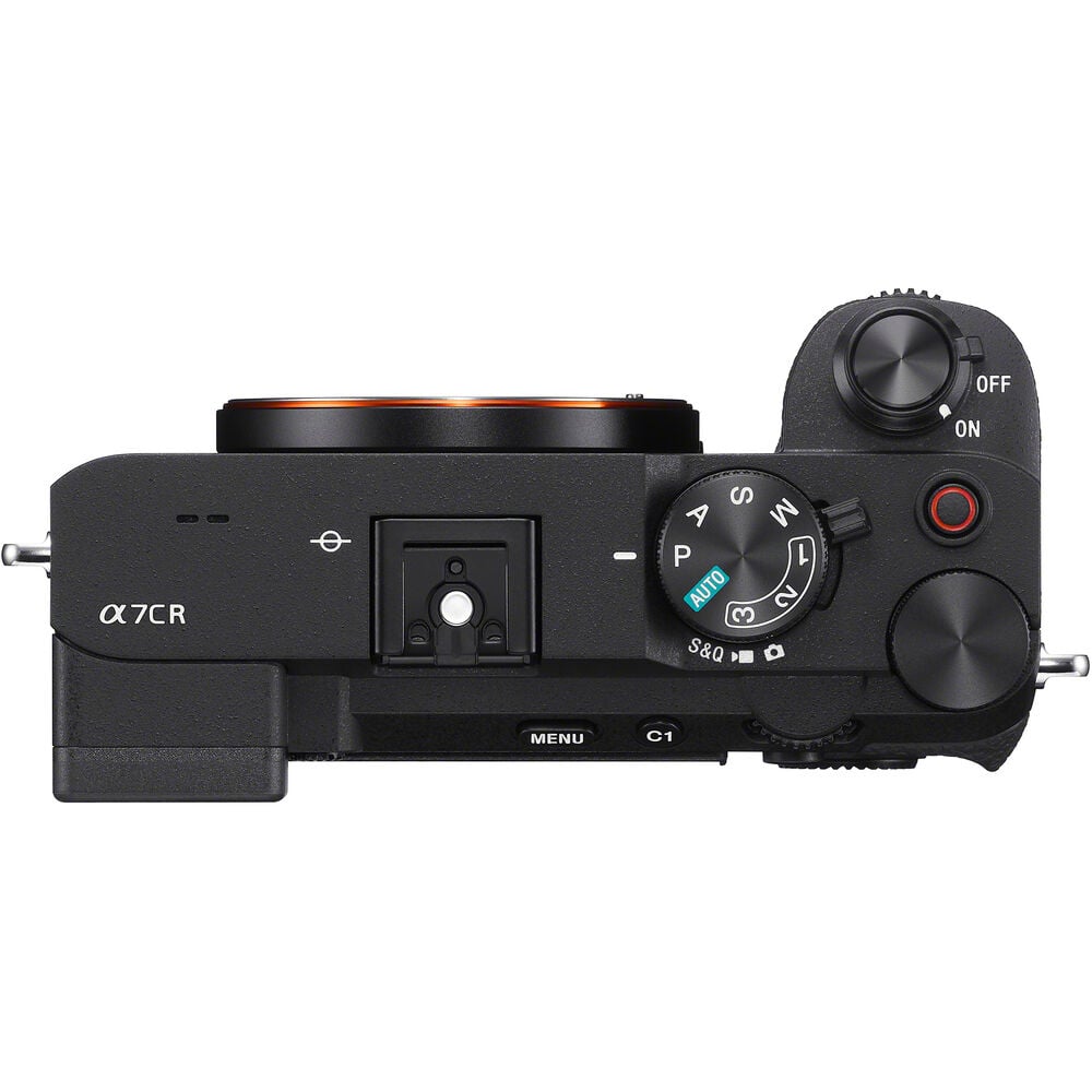 Sony a7CR compact full-frame mirrorless camera with 61MP sensor, AI autofocus, 4K video, and 5-axis image stabilisation.
