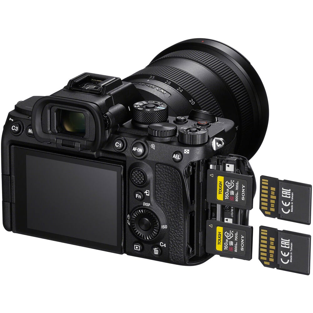 Sony Alpha a7S III full-frame mirrorless camera, 12.1MP sensor, 4K 120fps video, 5-axis stabilisation, and fast hybrid autofocus for low-light performance.
