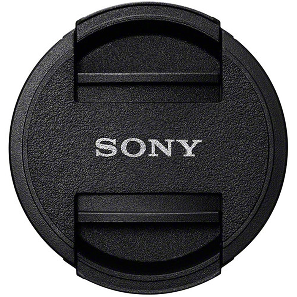 Sony 72mm front lens cap with centre-pinch design for lens protection.