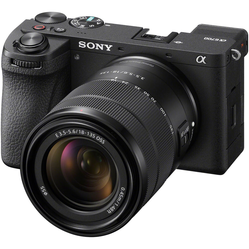 Sony camera with lens on a white background