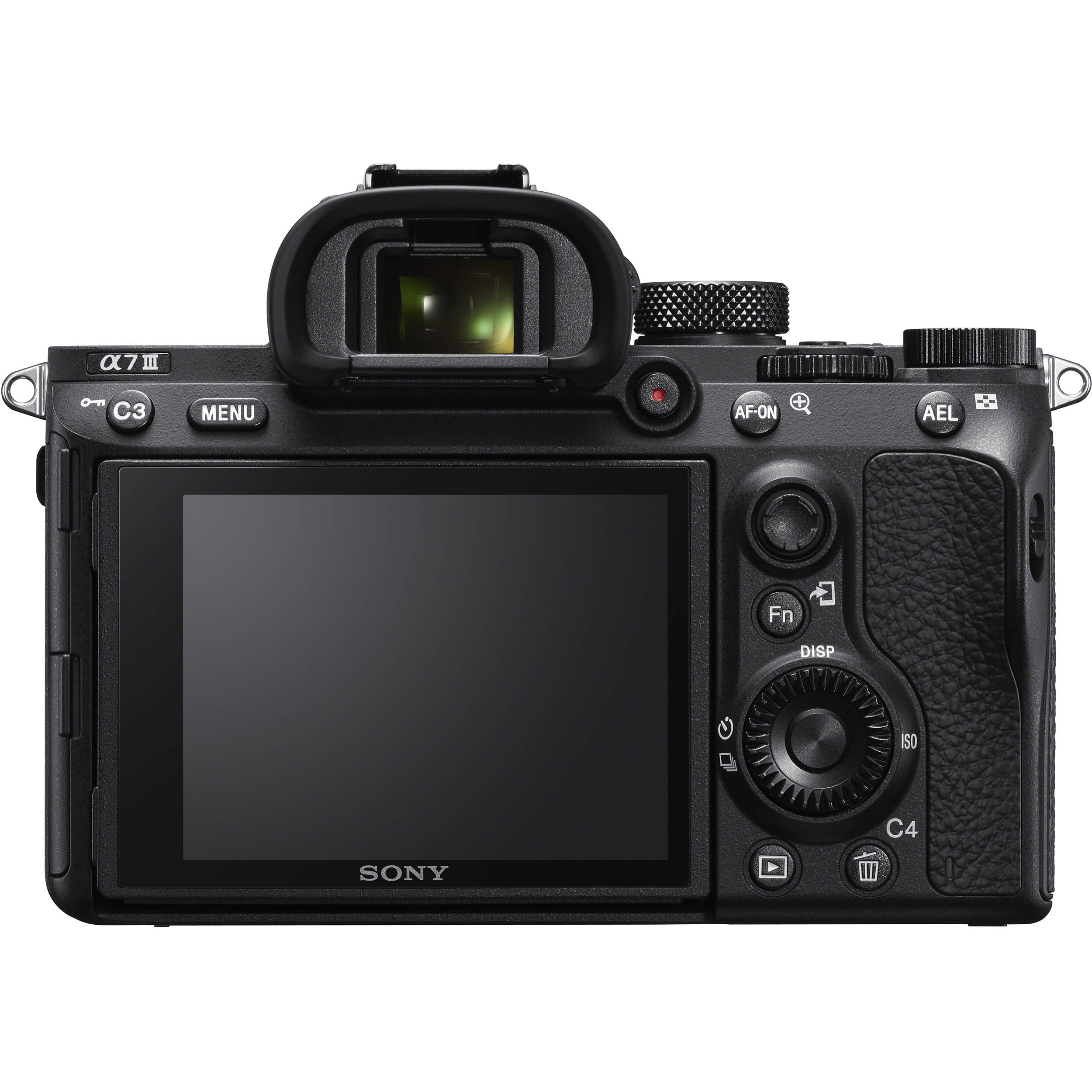 Sony Alpha a7 III full-frame mirrorless camera with 24.2MP sensor, 5-axis stabilisation, hybrid autofocus, and 4K video recording.