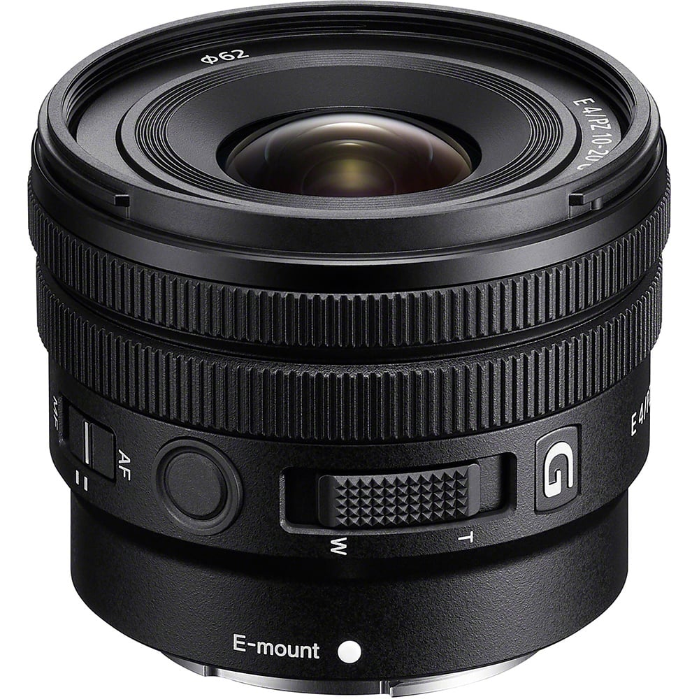 Sony E 10-20mm f/4 G Lens – a compact ultra-wide-angle zoom with constant f/4 aperture, advanced optics, and fast AF, ideal for vlogging, landscapes, and architecture.