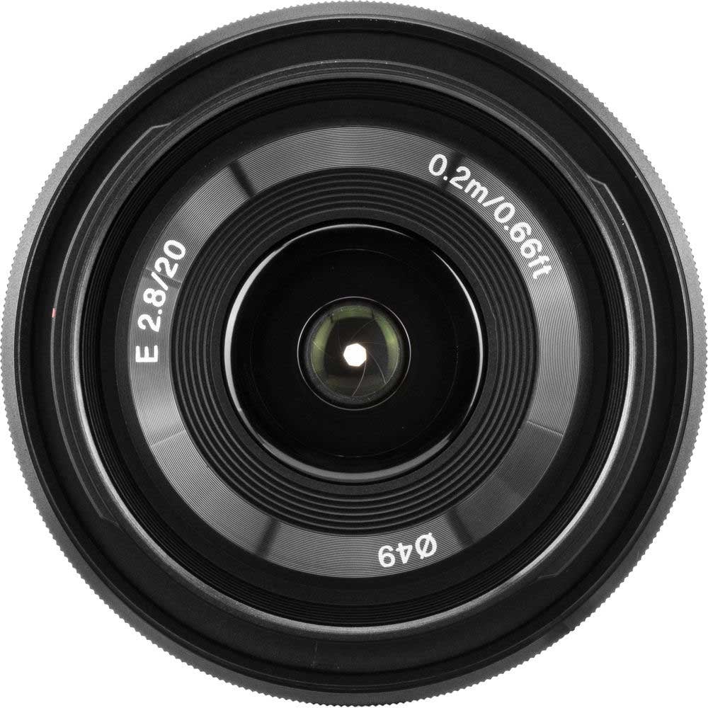 Sony E 20mm f/2.8 Lens – ultra-slim wide-angle prime with sharp optics and fast performance, perfect for landscapes, street photography, and everyday shooting.