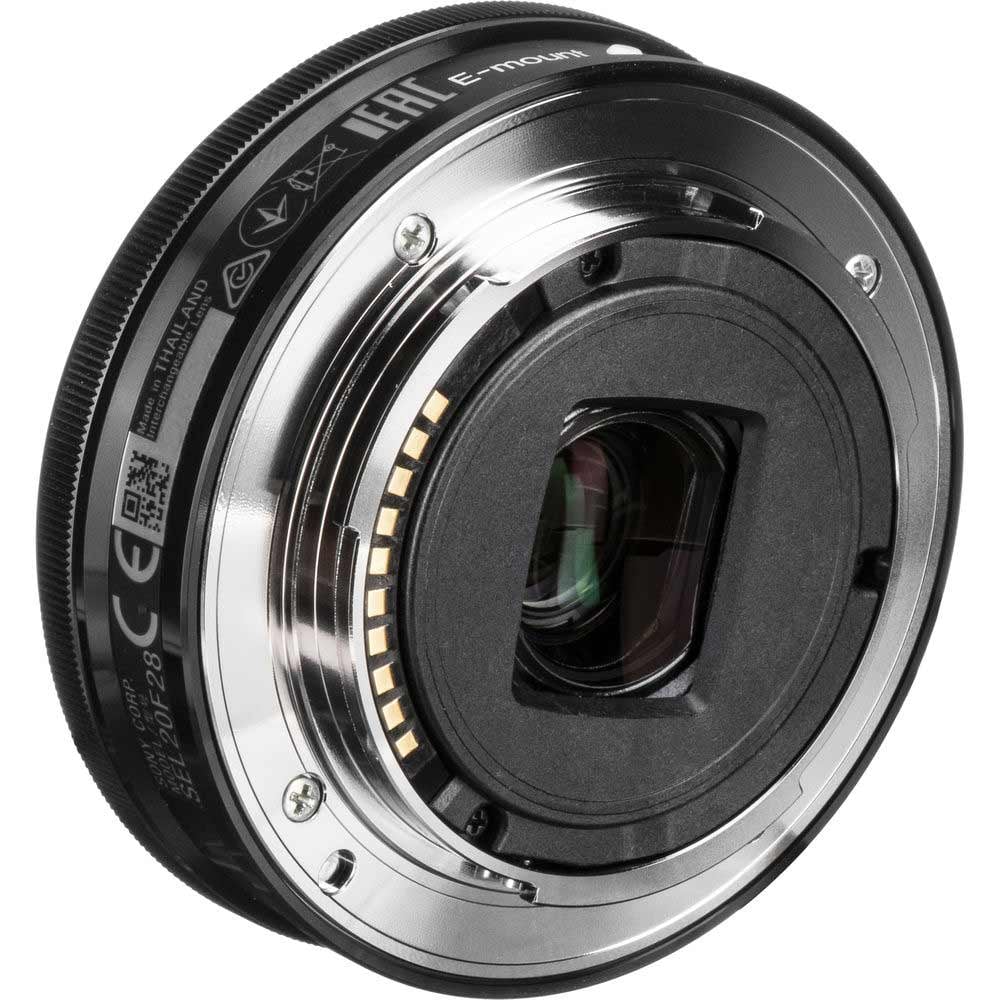 Sony E 20mm f/2.8 Lens – ultra-slim wide-angle prime with sharp optics and fast performance, perfect for landscapes, street photography, and everyday shooting.
