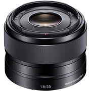 Sony E 35mm f/1.8 OSS Lens – fast, lightweight prime with Optical SteadyShot, ideal for portraits, low-light shooting, and everyday versatility.