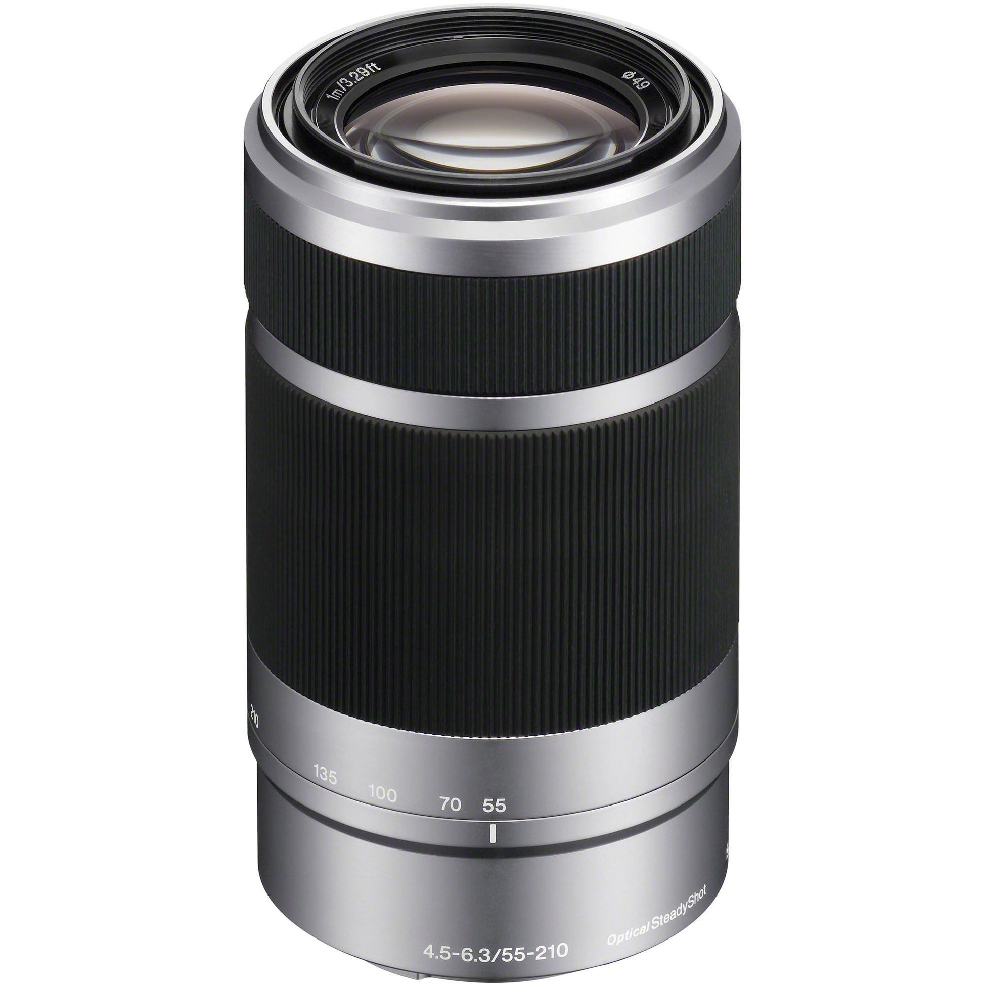 Sony E 55-210mm f/4.5-6.3 OSS Lens (Silver) – versatile telephoto zoom with Optical SteadyShot, lightweight design, and smooth background defocus for everyday shooting.