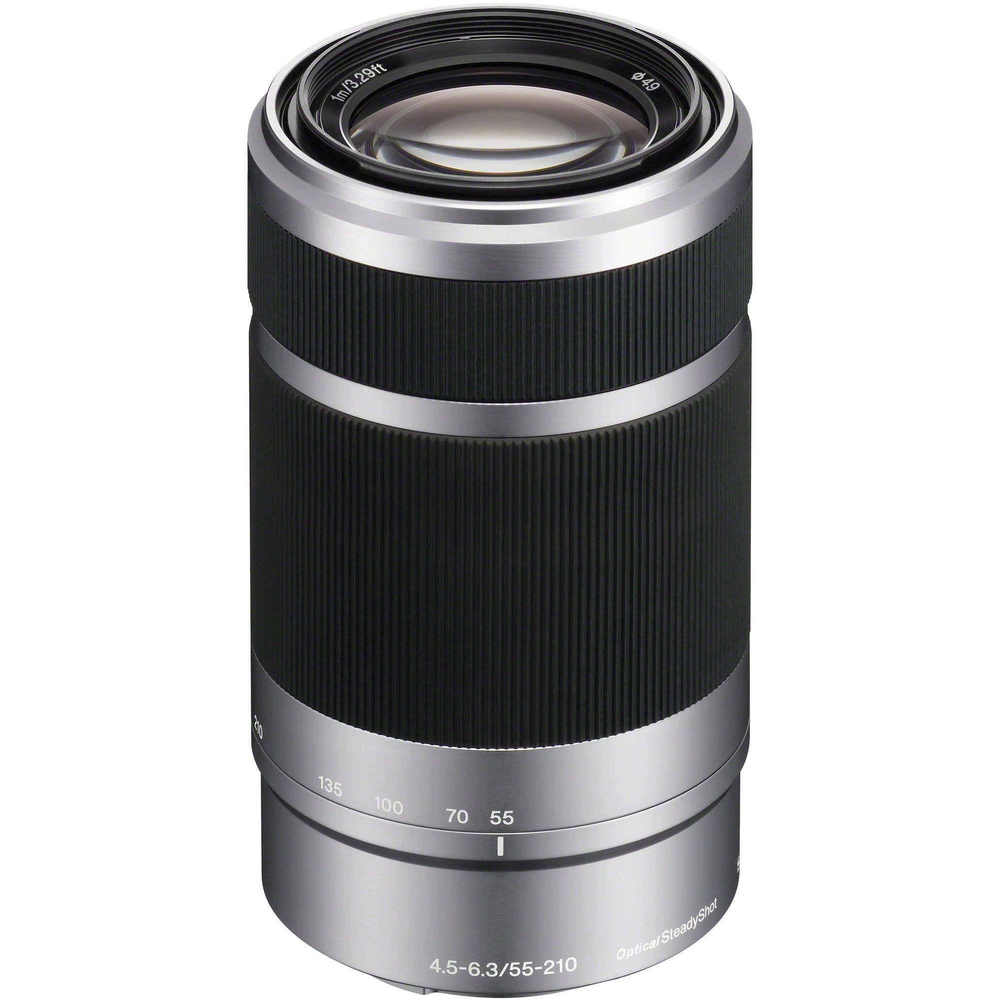 Sony E 55-210mm f/4.5-6.3 OSS Lens (Silver) – versatile telephoto zoom with Optical SteadyShot, lightweight design, and smooth background defocus for everyday shooting.