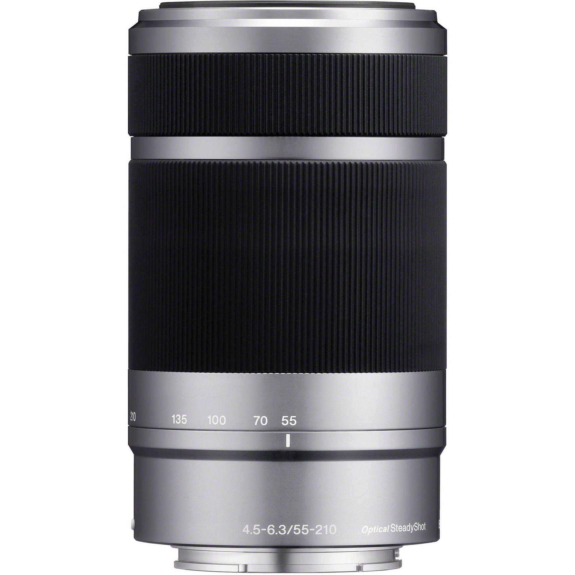Sony E 55-210mm f/4.5-6.3 OSS Lens (Silver) – versatile telephoto zoom with Optical SteadyShot, lightweight design, and smooth background defocus for everyday shooting.