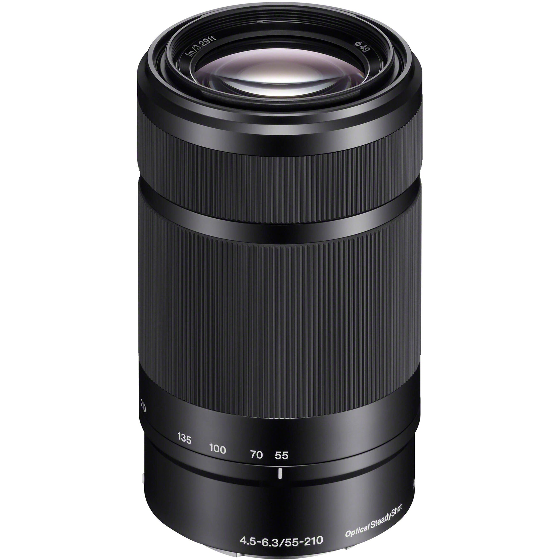 Sony E 55-210mm f/4.5-6.3 OSS Lens (Black) – telephoto zoom with Optical SteadyShot, lightweight build, and smooth bokeh, ideal for portraits, sports, and distant subjects.