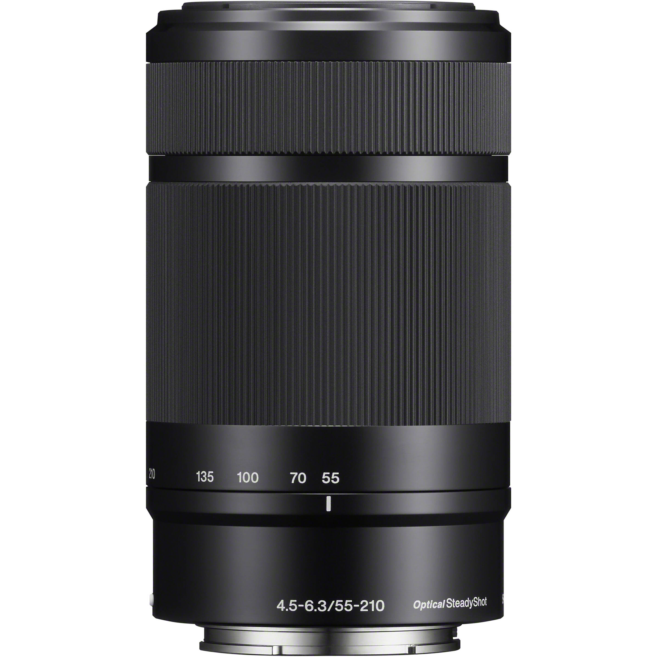 Sony E 55-210mm f/4.5-6.3 OSS Lens (Black) – telephoto zoom with Optical SteadyShot, lightweight build, and smooth bokeh, ideal for portraits, sports, and distant subjects.