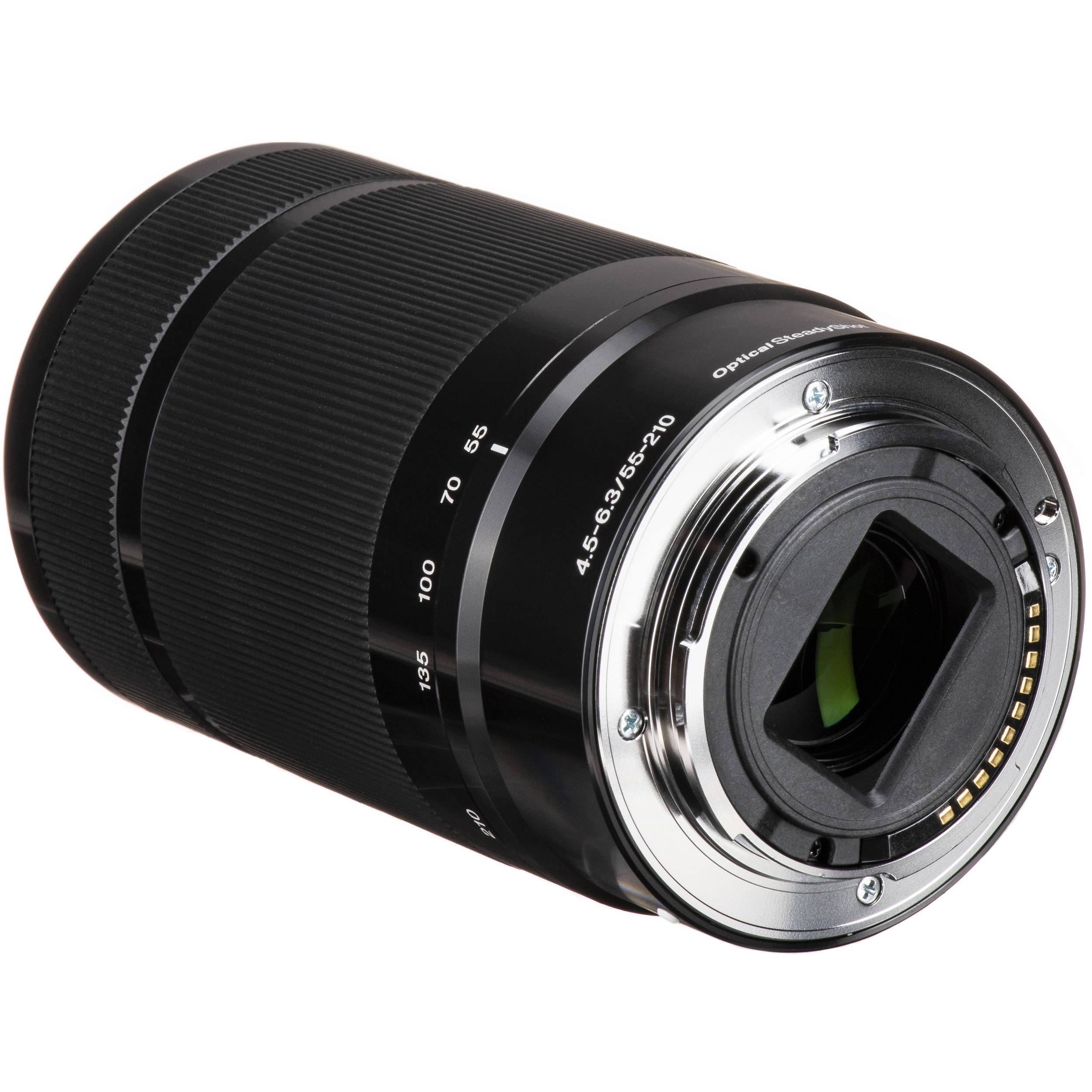 Sony E 55-210mm f/4.5-6.3 OSS Lens (Black) – telephoto zoom with Optical SteadyShot, lightweight build, and smooth bokeh, ideal for portraits, sports, and distant subjects.