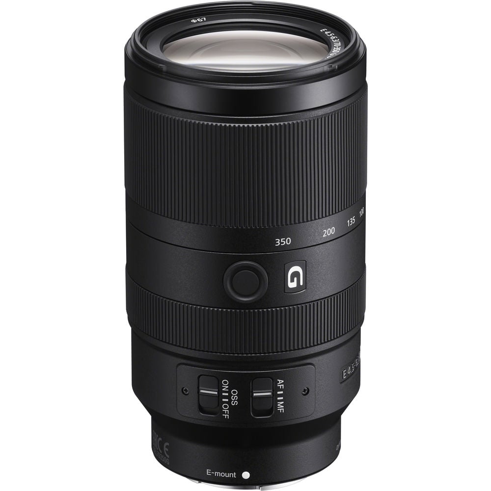 Sony E 70-350mm f/4.5-6.3 G OSS lens. Telephoto zoom for APS-C cameras with sharp optics, OSS stabilisation, and lightweight, travel-ready design.