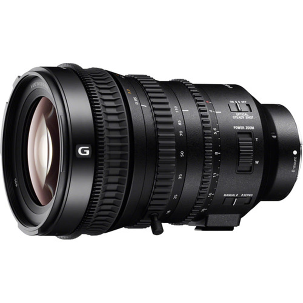 Sony E PZ 18-110mm f/4 G OSS Lens – professional power zoom with constant f/4 aperture, Optical SteadyShot, and precise focus control for high-quality video and photography.