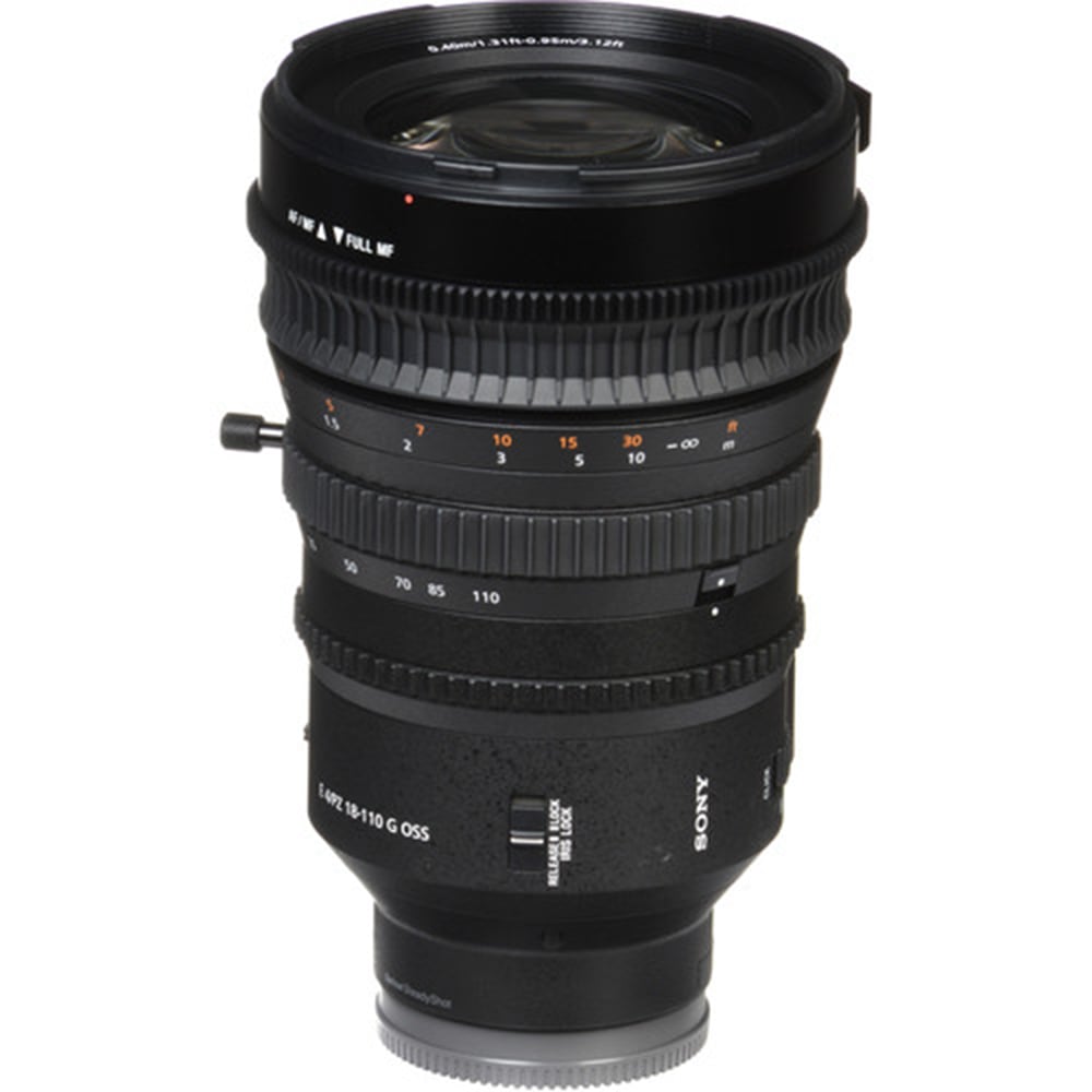 Sony E PZ 18-110mm f/4 G OSS Lens – professional power zoom with constant f/4 aperture, Optical SteadyShot, and precise focus control for high-quality video and photography.