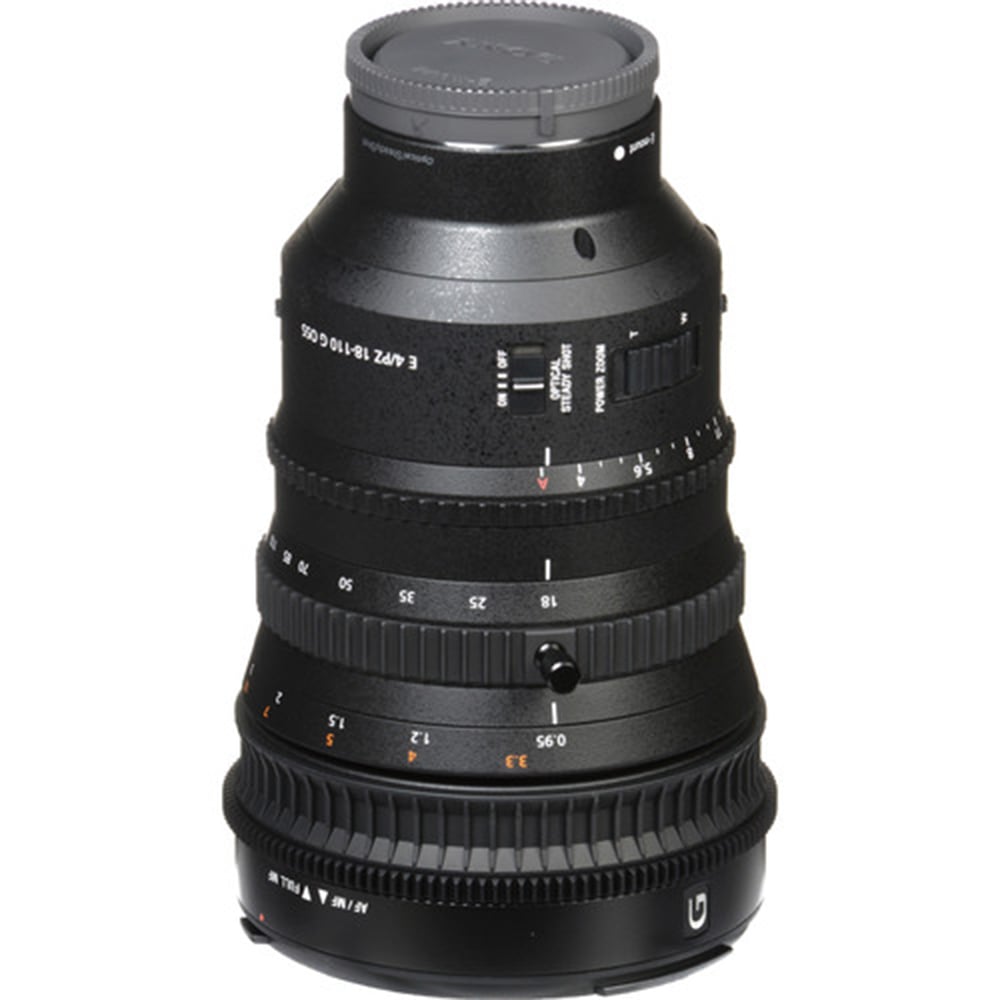 Sony E PZ 18-110mm f/4 G OSS Lens – professional power zoom with constant f/4 aperture, Optical SteadyShot, and precise focus control for high-quality video and photography.