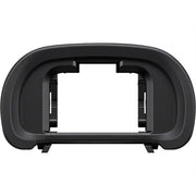 Sony FDA-EP18 eyepiece cup in black rubber with contoured design for improved eye comfort, compatible with Sony mirrorless camera viewfinders.