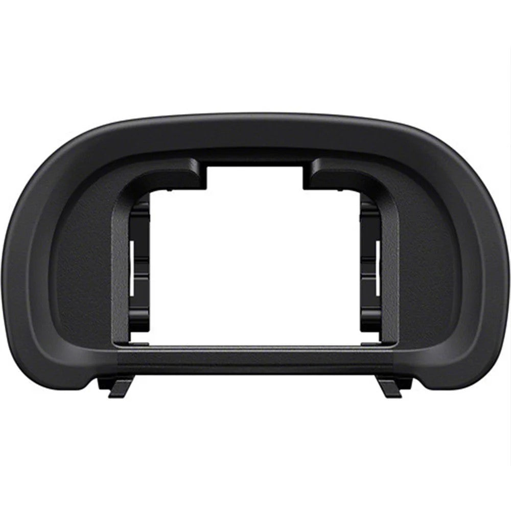Sony FDA-EP18 eyepiece cup in black rubber with contoured design for improved eye comfort, compatible with Sony mirrorless camera viewfinders.