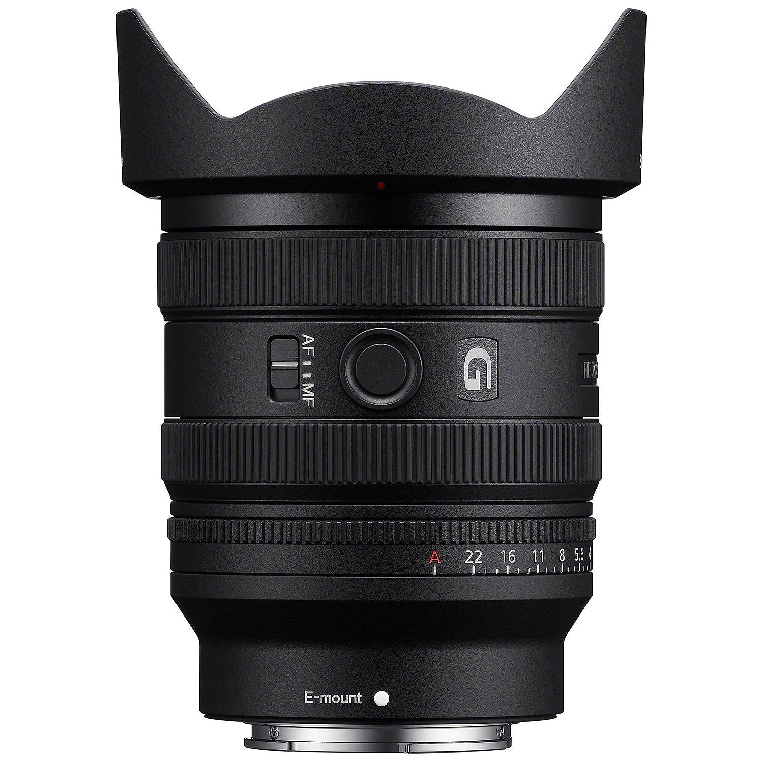 Camera lens with focus and aperture controls on a white background