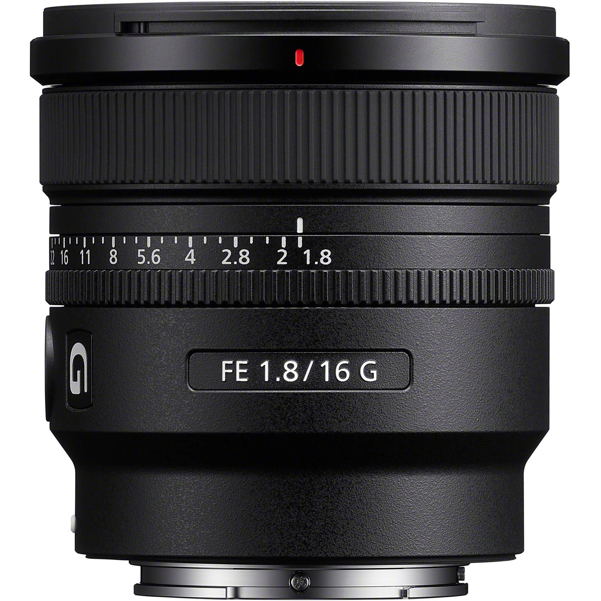 Sony FE 16mm f/1.8 G Lens – ultra-wide prime with bright f/1.8 aperture, sharp G-series optics, fast AF, and compact build for landscapes, astrophotography, and creative perspectives.