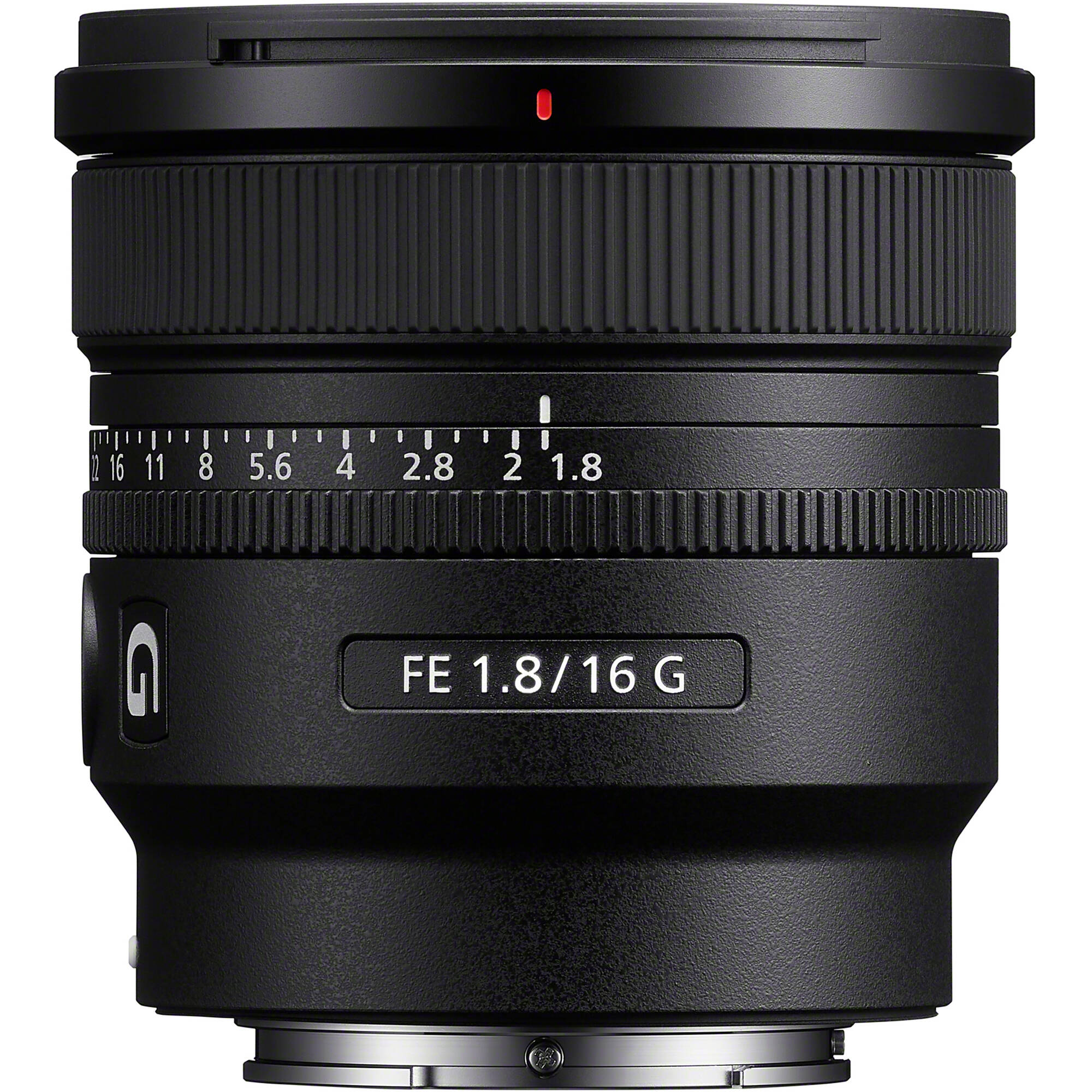 Sony FE 16mm f/1.8 G Lens – ultra-wide prime with bright f/1.8 aperture, sharp G-series optics, fast AF, and compact build for landscapes, astrophotography, and creative perspectives.