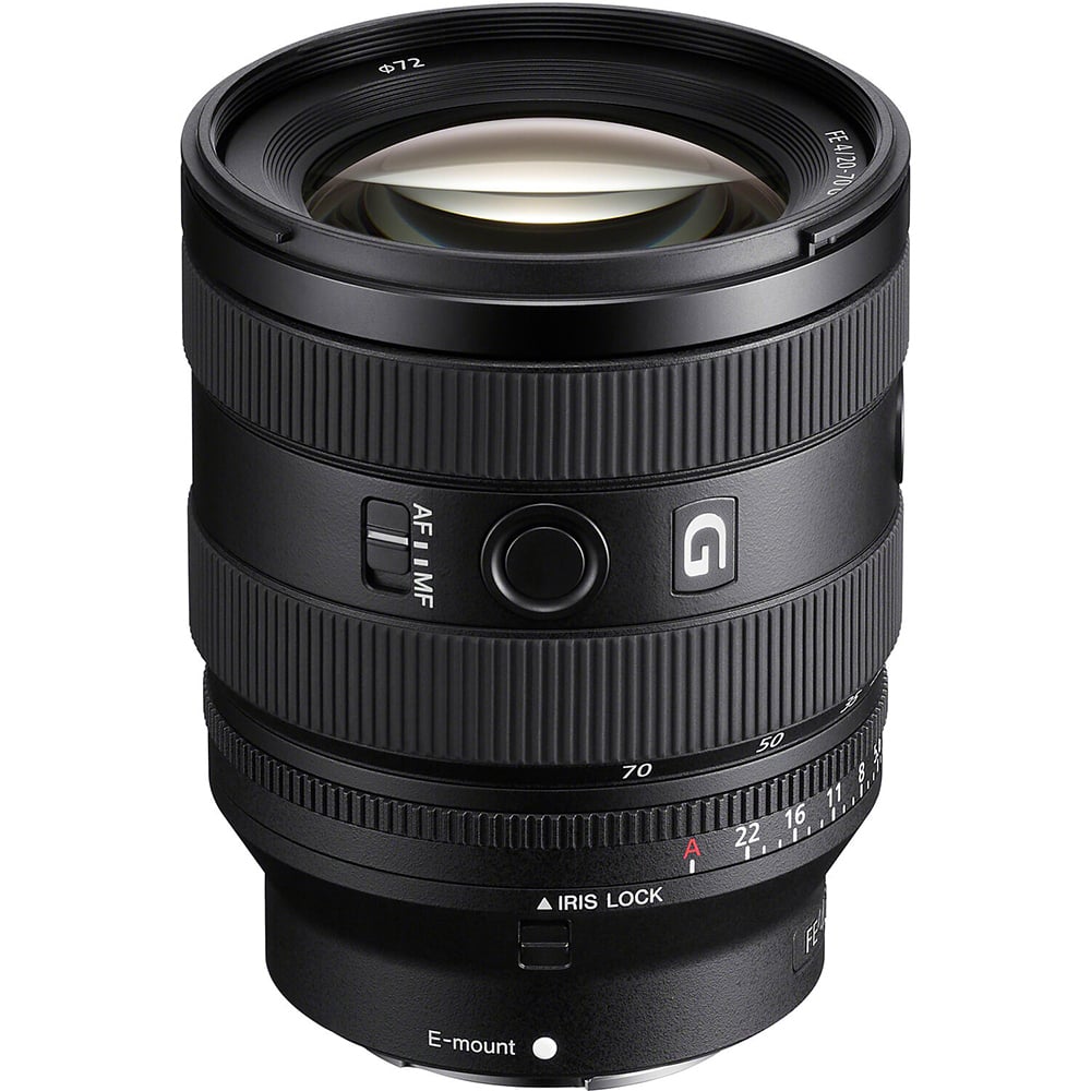 Sony FE 20-70mm f/4 G Lens offering a wide-to-standard zoom range, constant f/4 aperture, and fast, quiet autofocus for hybrid photo and video use.
