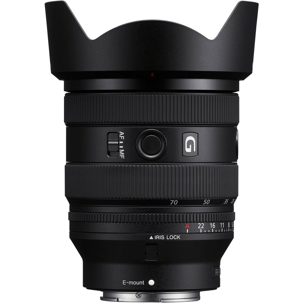 Sony FE 20-70mm f/4 G Lens offering a wide-to-standard zoom range, constant f/4 aperture, and fast, quiet autofocus for hybrid photo and video use.