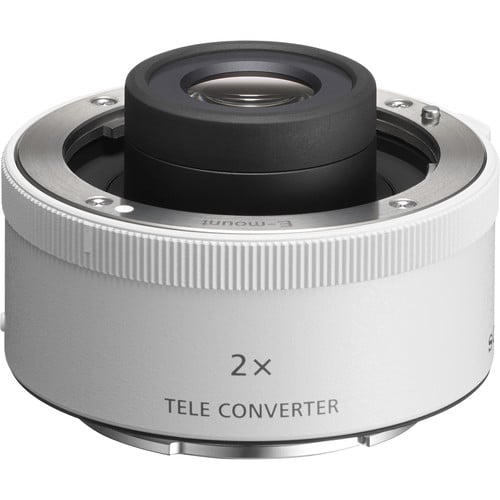 Sony FE 2.0x Teleconverter that doubles the focal length of compatible Sony lenses while maintaining full autofocus and image stabilization capabilities.