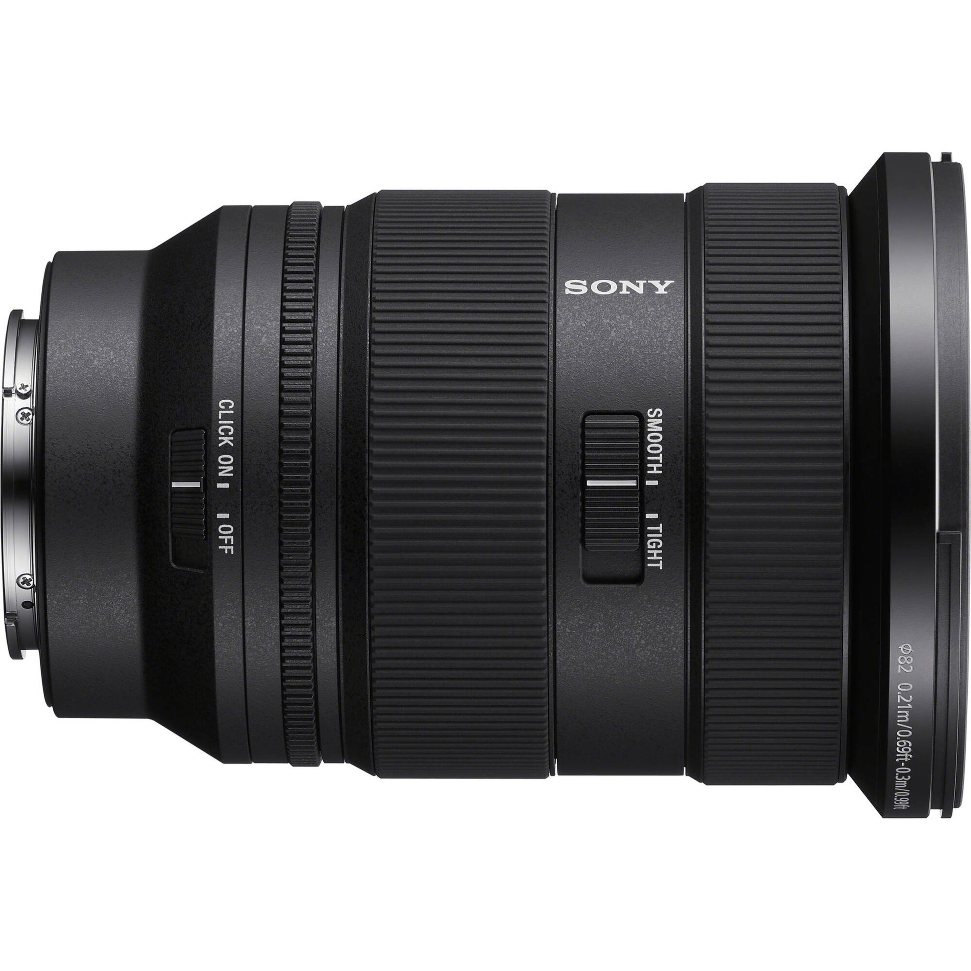 Sony camera lens on a white background