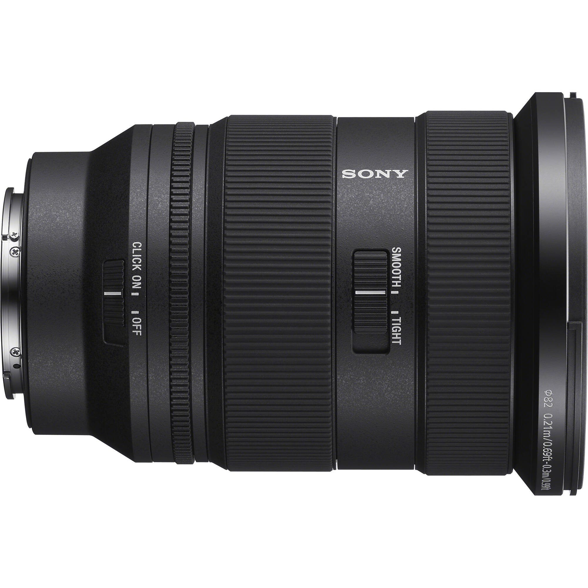 Sony camera lens on a white background
