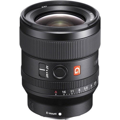 Sony FE 24mm f/1.4 GM lens. Wide-angle prime with f/1.4, G Master optics, sharp image quality, and lightweight design for full-frame cameras.