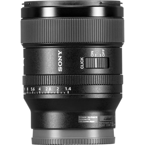 Sony FE 24mm f/1.4 GM lens. Wide-angle prime with f/1.4, G Master optics, sharp image quality, and lightweight design for full-frame cameras.