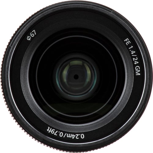 Sony FE 24mm f/1.4 GM lens. Wide-angle prime with f/1.4, G Master optics, sharp image quality, and lightweight design for full-frame cameras.