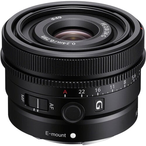 Sony FE 24mm f/2.8 G Lens – compact wide-angle prime with bright f/2.8 aperture, sharp G-series optics, and fast autofocus, ideal for landscapes, street photography, and travel.