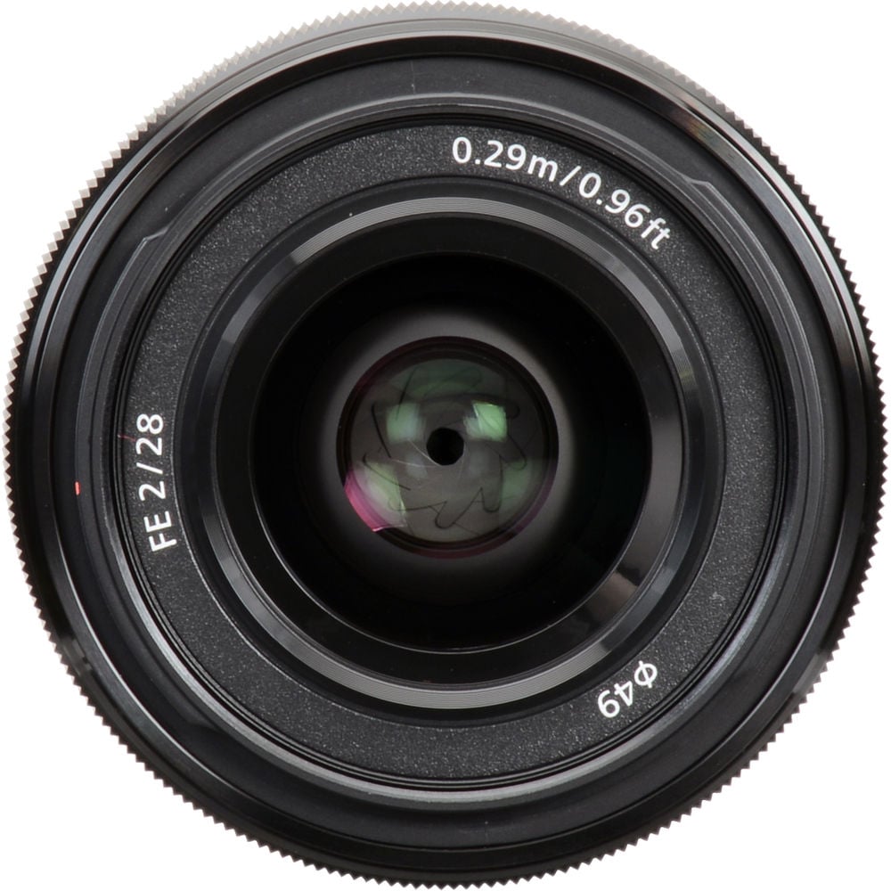 Sony FE 28mm f/2 Prime Lens – compact wide-angle prime with bright f/2 aperture, ideal for landscapes, street photography, and low-light shooting.