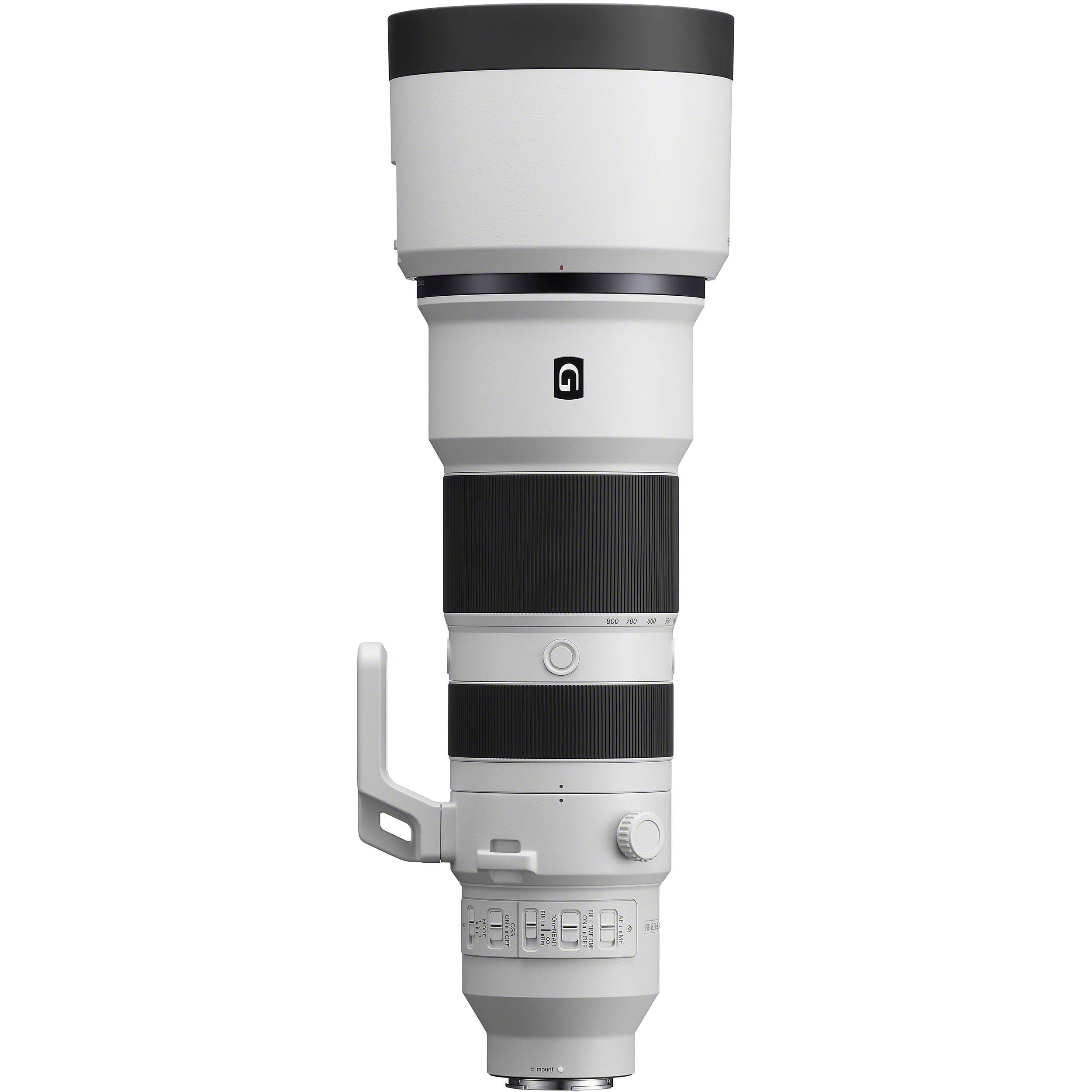 Sony FE 400-800mm f/6.3-8 G OSS Lens – super-telephoto zoom with built-in Optical SteadyShot, ideal for wildlife, sports, and distant subjects.