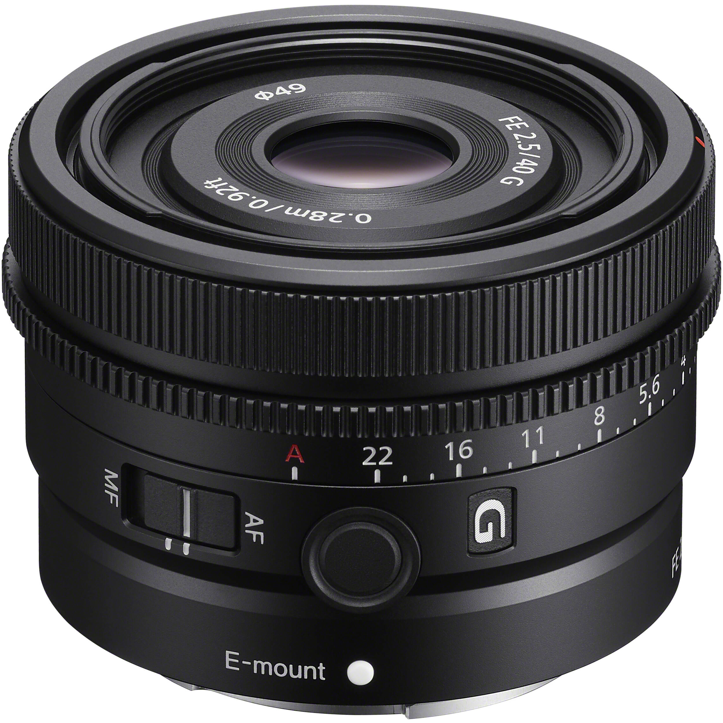 Sony FE 40mm f/2.5 G Lens – compact full-frame prime with sharp optics, fast f/2.5 aperture, and G Lens quality, perfect for everyday photography and video.