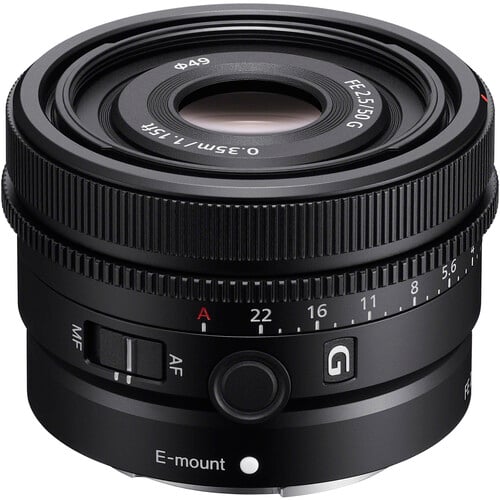 Sony FE 50mm f/2.5 G Lens – compact standard prime delivering sharp detail, smooth background blur, and lightweight portability for everyday shooting.