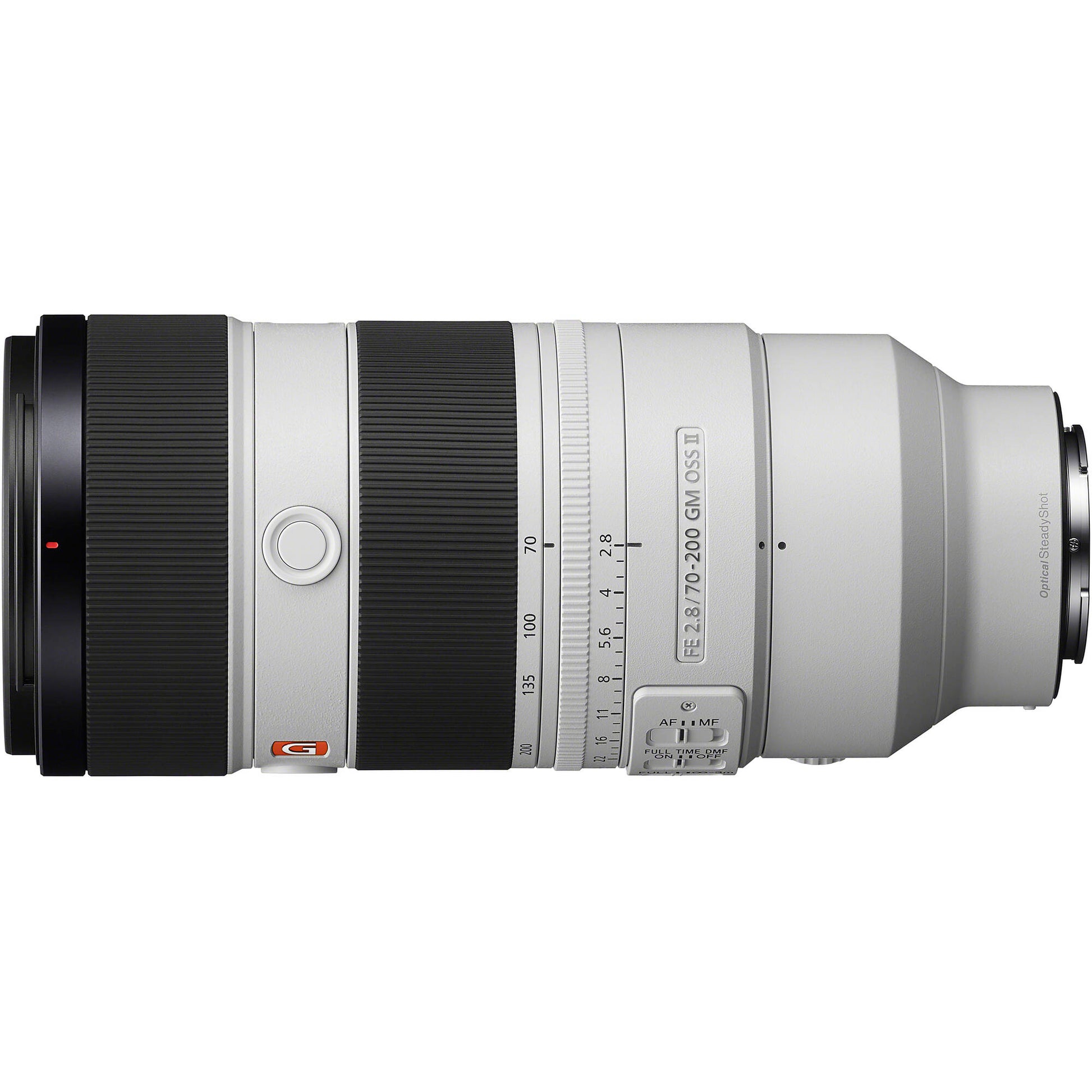 Camera lens with brand logo on a white background