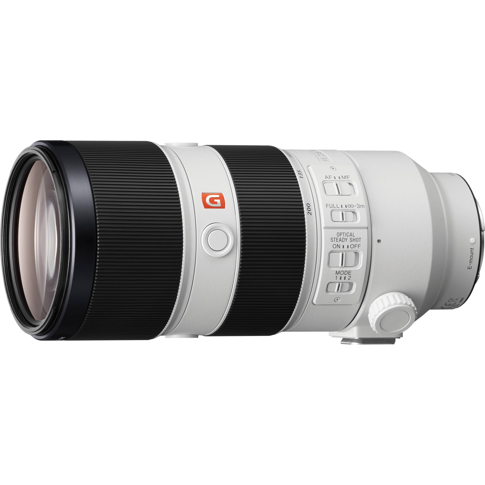 Side view of Sony FE 70-200mm lens without tripod mount