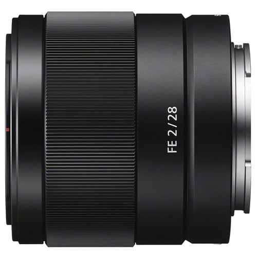 Sony FE 28mm f/2 Prime Lens – compact wide-angle prime with bright f/2 aperture, ideal for landscapes, street photography, and low-light shooting.