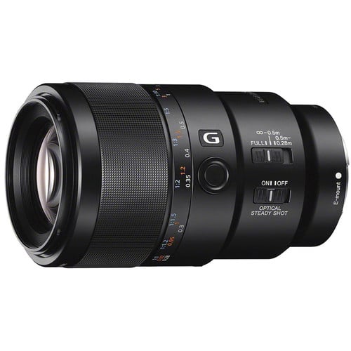 Sony FE 90mm f/2.8 Macro G OSS Lens – precision macro lens with 1:1 magnification, built-in Optical SteadyShot, and outstanding sharpness for close-up and portrait work.
